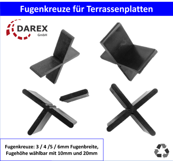 Fugenkreuze fuer Terrassenplatten Bodenplatten Fliesenkreuze 3 4 5 6