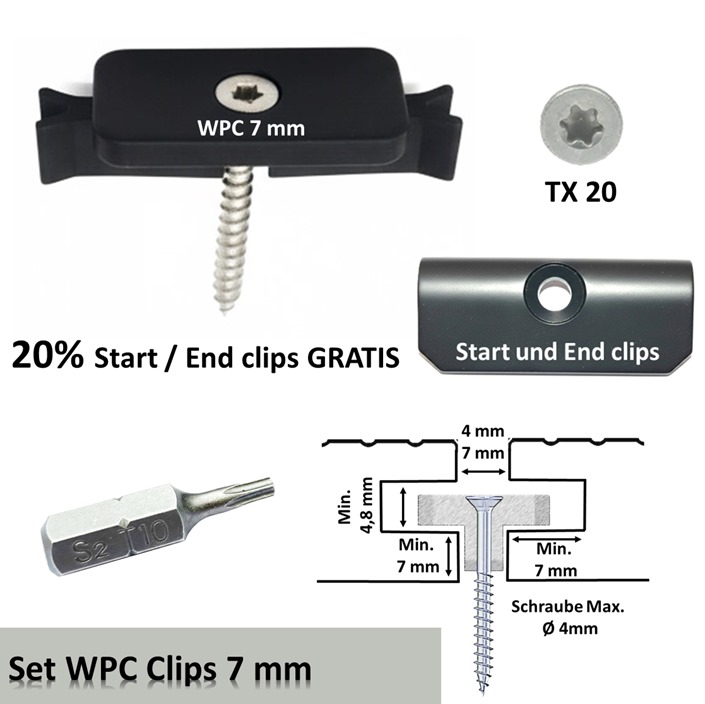 WPC UNI Clips Befestigung Klammern Terrassendielen Montageclip Inkl. Schrauben + Kostenlos 20 Endclips 1 wpc clips Darex GmbH 16