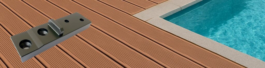 Abstandhalter für Terrassendielen verdeckte Befestigung Fugenbreite 2 mm 4 mm oder 7 mm Inkl. Edelstahl Schrauben + 1 Bit dar