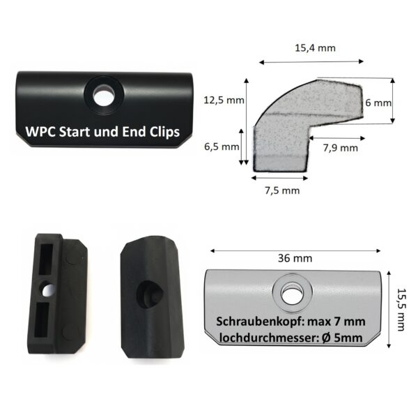 Befestigungsclips für Terrassendielen Für die Montage von WPC Terrassendielen DARv