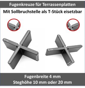 Fugenkreuze für Terrassenplatten Bodenplatten Fugenbreite 4 mm 10 20mm nasl