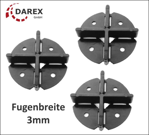 Fugenkreuze fuer Terrassenplatten mit Bodenplatte DAREX gmbh 3mm