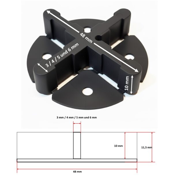 Fugenkreuz mit Bodenplatte Fugen 3 4 5 6 für Terrassenplatten Bodenplatten Fliesenkreuze bek1