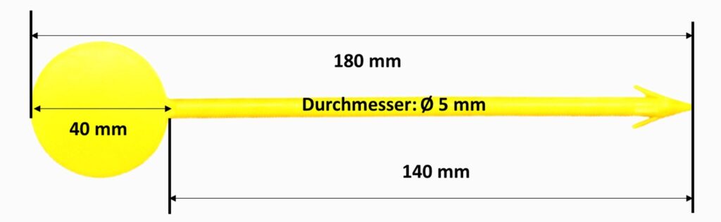Estrichmesspunkte Messstelle CM Messpunkt mit Wiederhaken Gelb mjere