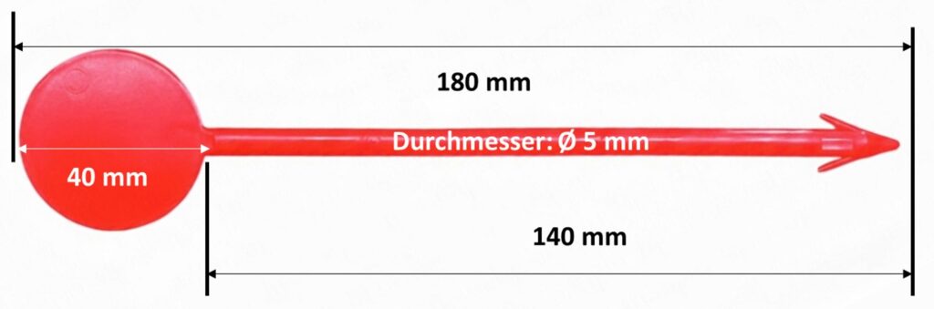Estrichmesspunkte Messstelle CM Messpunkt mit Wiederhaken Rot mjere