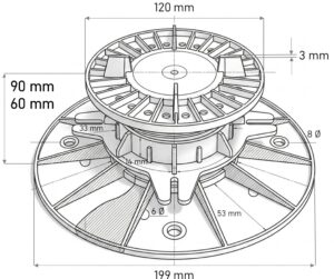 Profi Stelzlager 60 90 mm – Höhenverstellbares Plattenlager für Terrassen & Plattenbau DAREX tehni gmbh